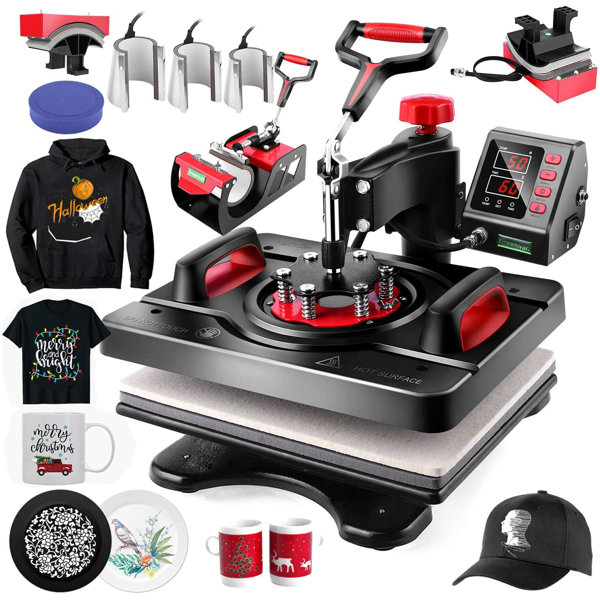 Pro 15x15 Heat Press with 30 OZ Tumbler Attachment, 5in1 Combo Tumbler Heat  Press for T-Shirts, Tumblers Glass Cans Mugs Hats, and Plates
