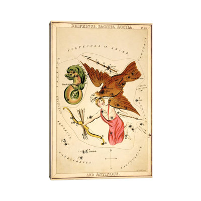 Delphinus, Sagitta, Aquila, And Antinous by Sidney Hall - Wrapped Canvas Gallery-Wrapped Canvas Giclée