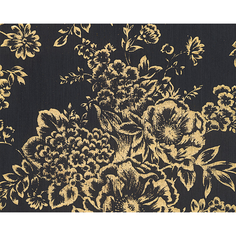 10.05m x 53cm Wallpaper, Metallic/Black