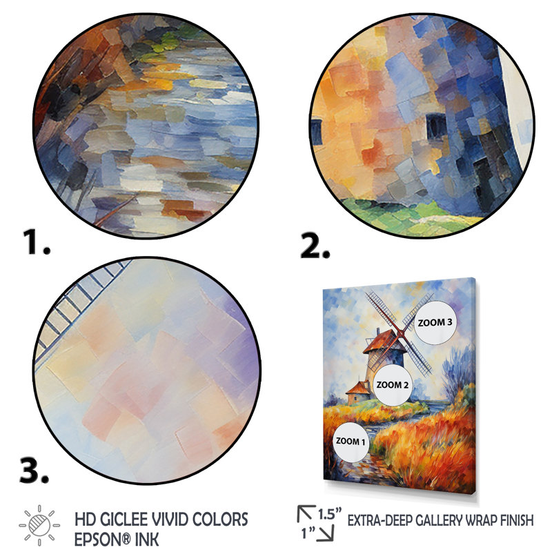 Fauvist Windmill Meadows II - Wind Turbines, art mural, Cadre flottant brun, 20" H x 12" W