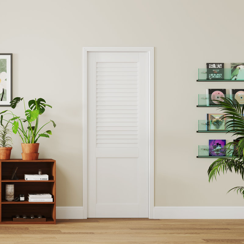 Slab Door - Half Louver Panel Design Prefinished Interior Door Slab Without Hardware, 30" x 80"