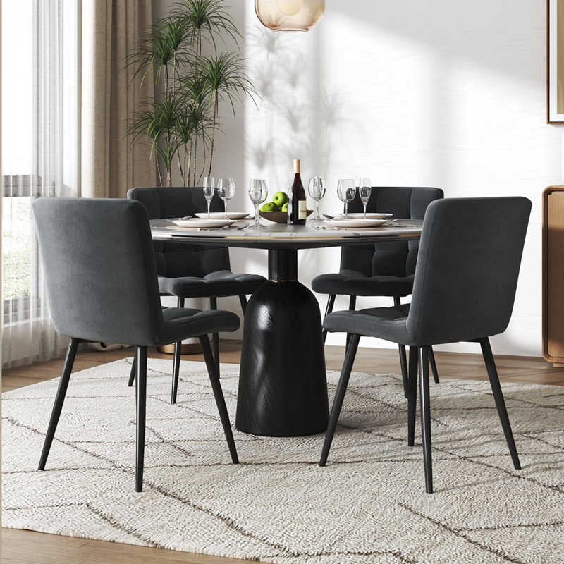 45cm H Upholstered Upholstered Back Side Chair, Grey