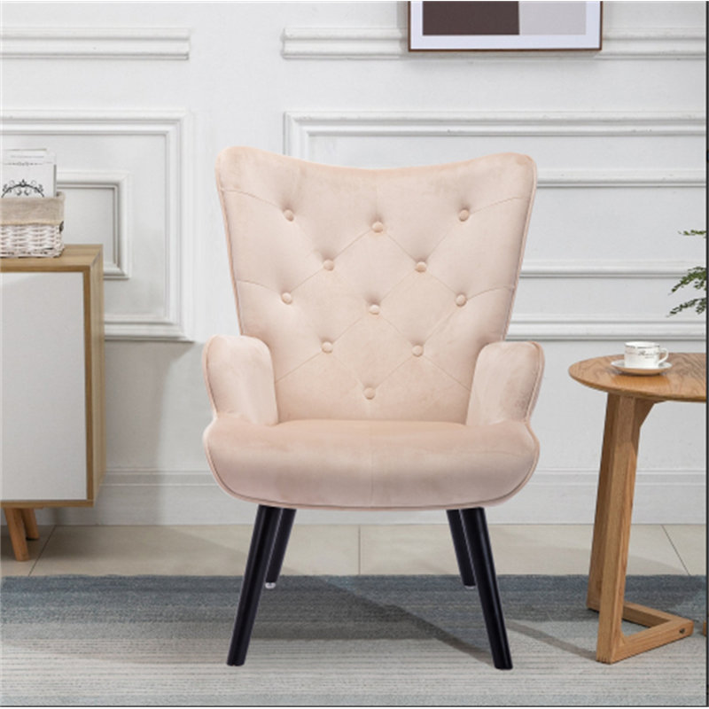 Gittle Velvet Accent Chair, Beige 