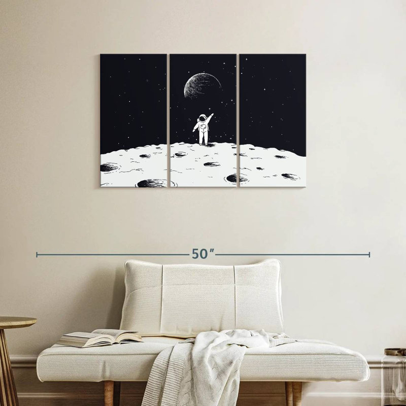 Oberle astronaute sur la lune, H 24 po x l 38 po