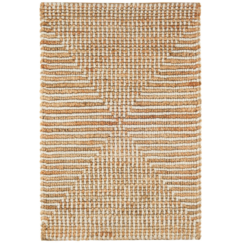 Tapis ivoire en jute tissé à la main Kelan, Rectangulaire 8 pi x 10 pi