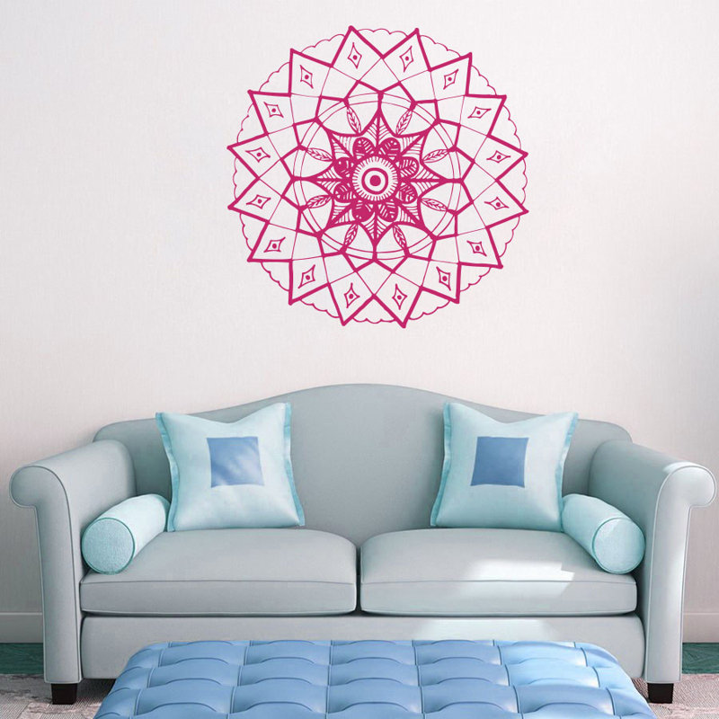 Adhésif décoratif mandala yoga, H 20 po x l 22 po, Rose millennial