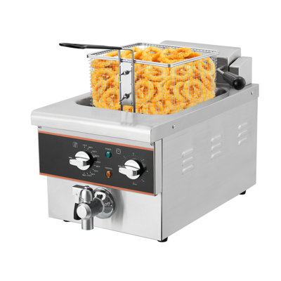 Commercial Deep Fryer,Dual Commercial Countertop Fryer - 1800W Stainless Steel with Removable Basket, Drain Valve & Timer, Adjustable Temp Control for Restaurants & Home Use