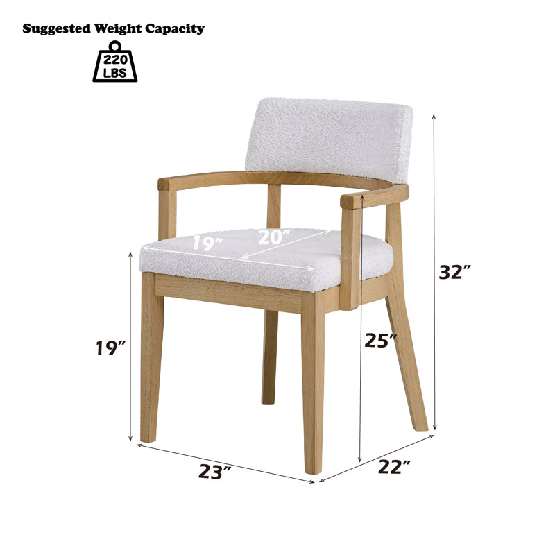 Chaise d'appoint rembourrée en chêne Tehila 32 po (ensemble de 2)