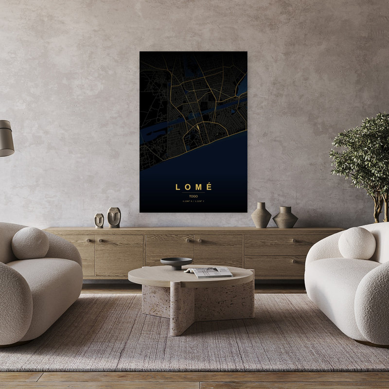 Lomac City Map Abstract Geometric Minimalist City Ocean Wall Art