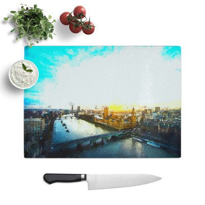 Tempered Glass Big Ben and the London Skyline Chopping Board