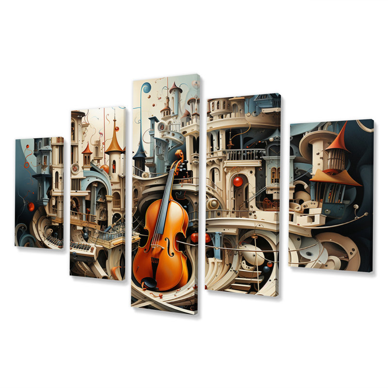  «Surréalisme, musique symphonique surréelle - décoration murale surréalisme - 5 panneaux