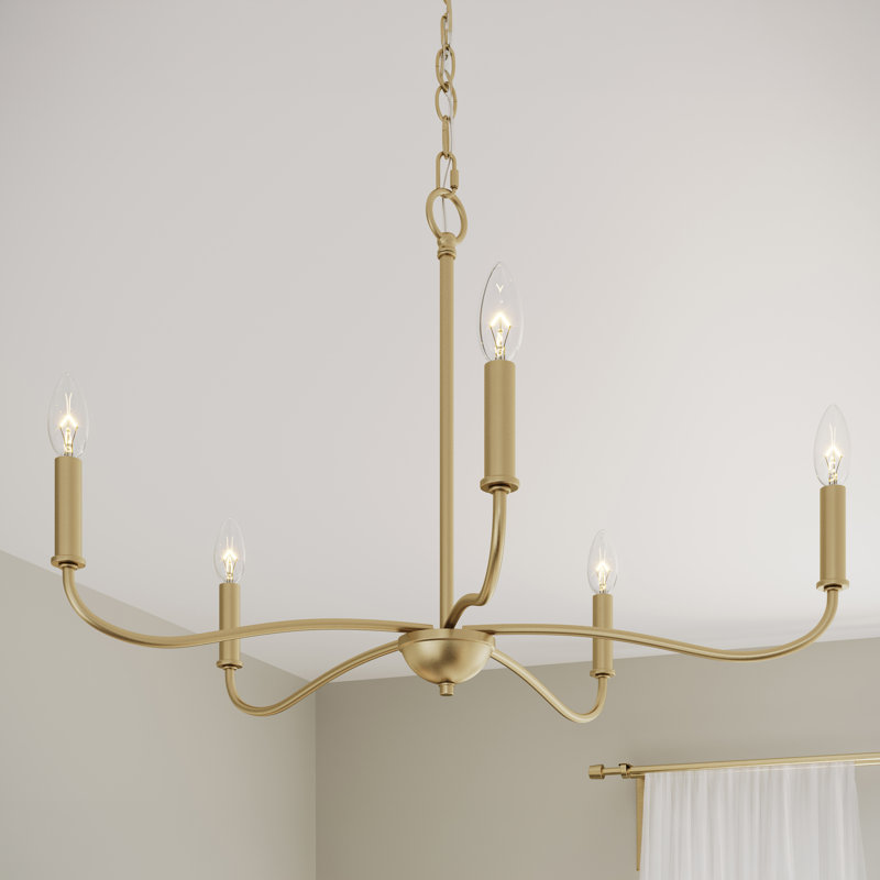 Ilia 5-Light Brushed Gold Chandelier, Brushed Gold