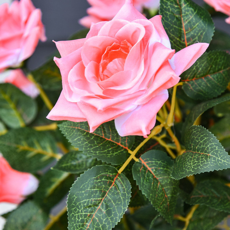 90cm Artificial Pink Rose Potted Floral Fake Plant for Home Living Room Table Decor