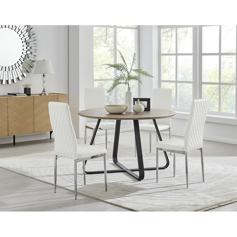 Ensemble de table de salle à manger Santini, Blanc, Brun, Noir