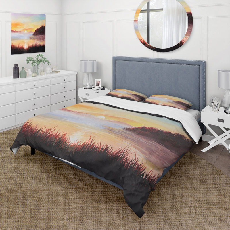 On The Lake With The Reeds - Ensemble de housse de couette nautique et côtier - Polyester en microfibre