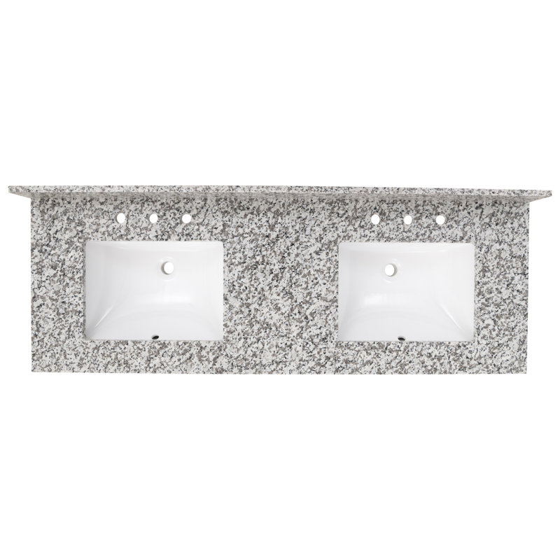 61 in. Gray Granite Bathroom Vanity Top with White Undermount Sink