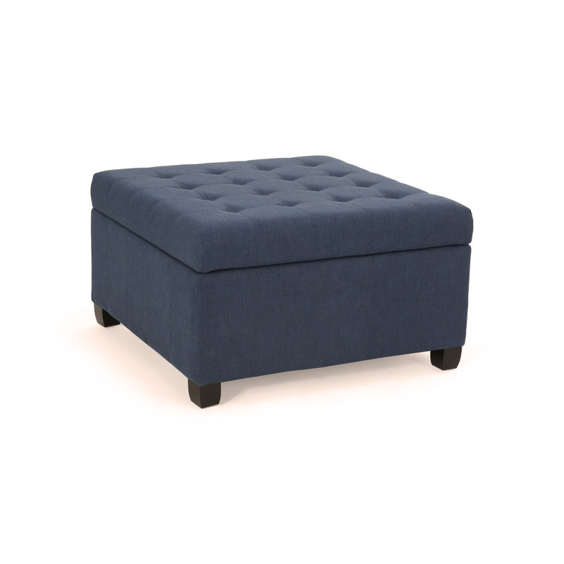 Anikait Tufted Storage Ottoman, Upholstered Ottoman, Navy Blue Polyester
