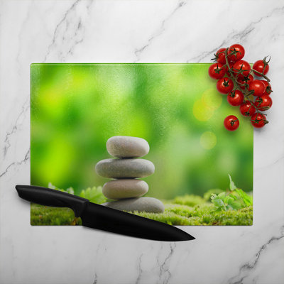 Rock Garden Stones Designer Glass Chopping Board