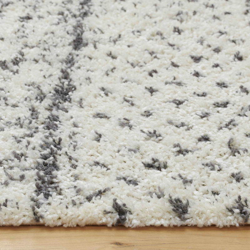 Dillow Thick Fluffy Shaggy Cream Rug, Rectangle 180 x 270cm