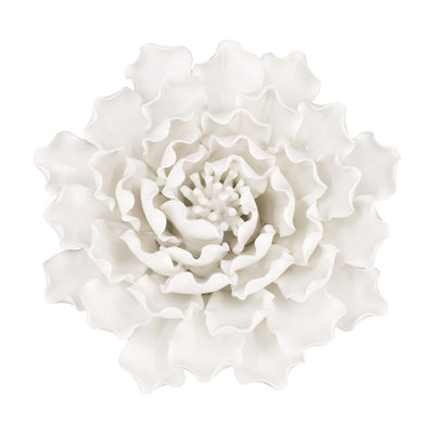 Handmade Ceramic Flower In Cream For Wall Decor - Gorgeous Decorative Captivating