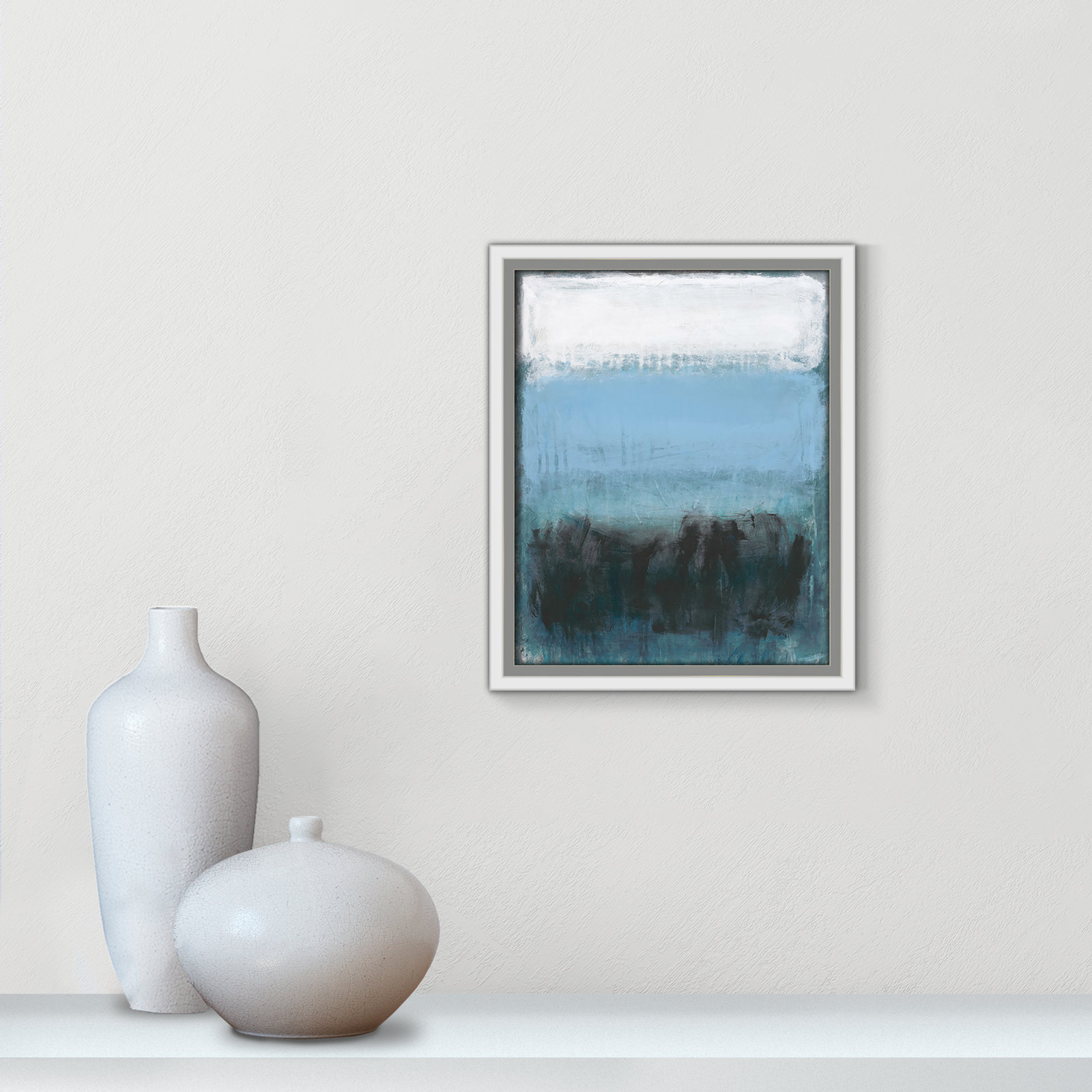 Arboles "Coastal Nightfall" Painting by Filippo Ioco, 11.5" H x 9.5" W x 2" D, White Framed Canvas, No Mat