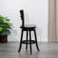 Tabouret de bar pivotant à dossier à lattes, siège en tissu-1242425525-1274900163