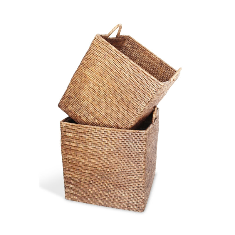 Wicker Decorative Basket Set, Antique Brown