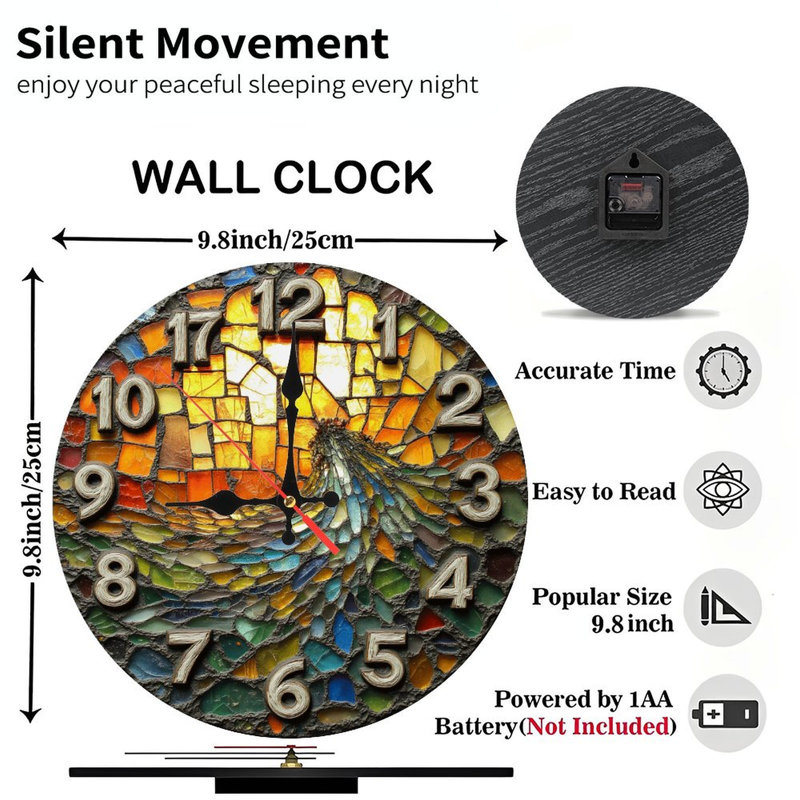 Horloge murale en verre mosaïque