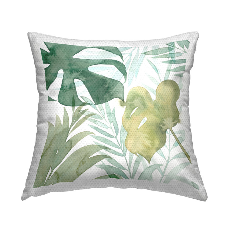 Coussin d'extérieur Layered Green Tropical Leaves par Grace Popp