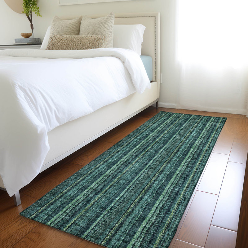 Premium Machine Washable Prisco Teal Rug, Runner 2'3" x 7'6"