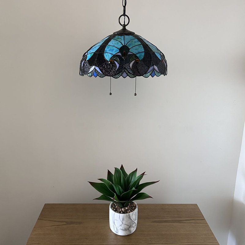 Ruya Bronze Stained Glass LED Hanging Lighting Fixture