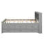 Lit plateforme double avec tête de lit à rangement, USB, lit gigogne simple et 3 tiroirs, gris