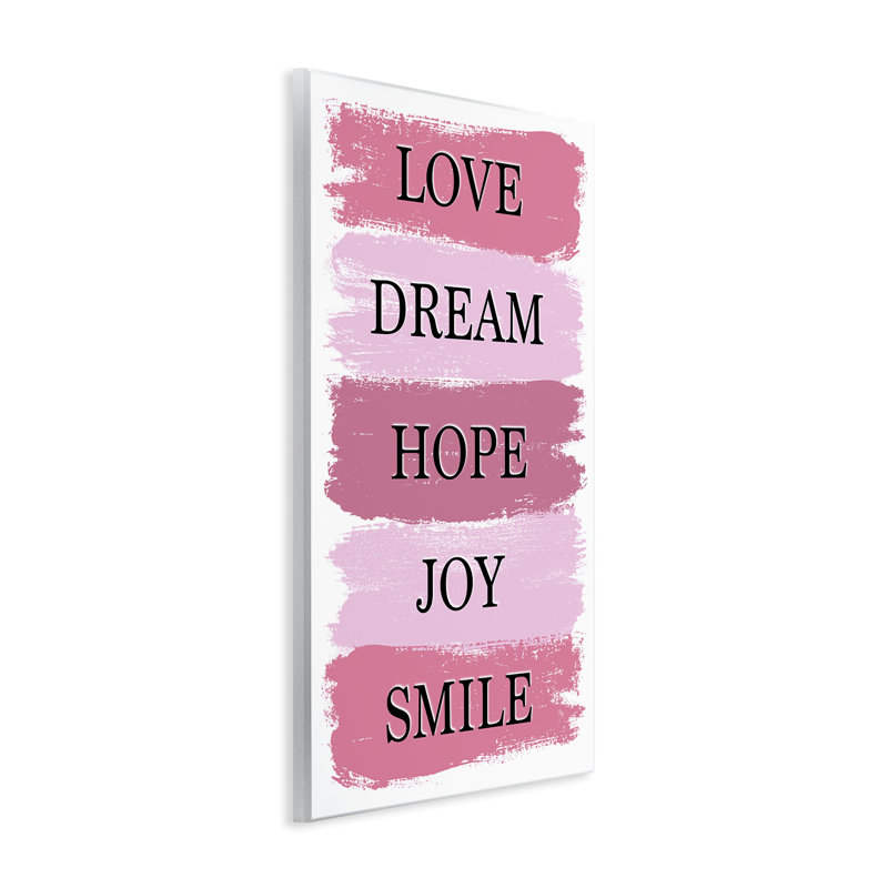 Plaque murale «Love Dream Hope Joy Smile», design par Martina Pavlova, H 19 po x l 13 po