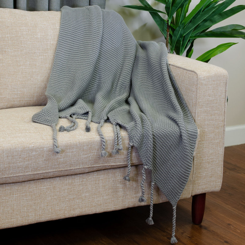 Cheryl Knitted Throw Blanket, Charcoal