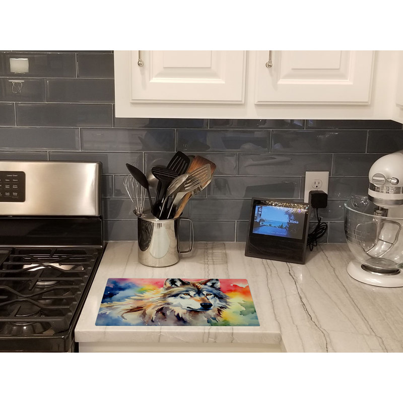 Wolves Wolf  Glass Cutting Board Large