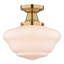 Luminaire semi-encastré à col de cygne traditionnel à 1 lumière de 12 po de large Eastgate, abat-jour en verre opale givré blanc, compatible DEL, pour plafonds bas, chambre à coucher, couloir, cuisine-875903778-913073599