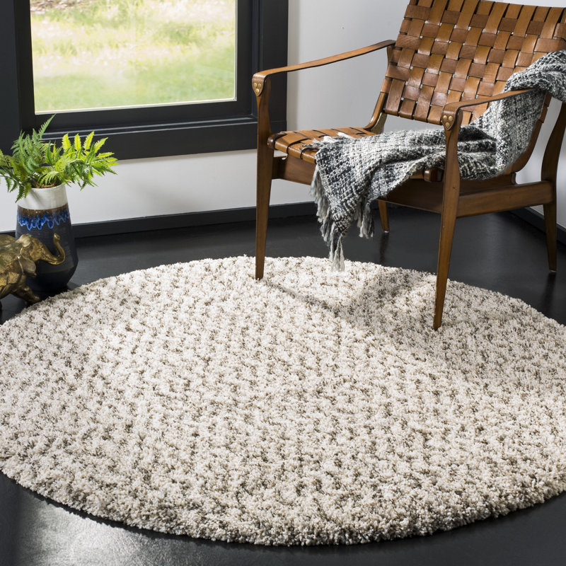 Adessa Shag Performance Chevron Rug, Round 7'
