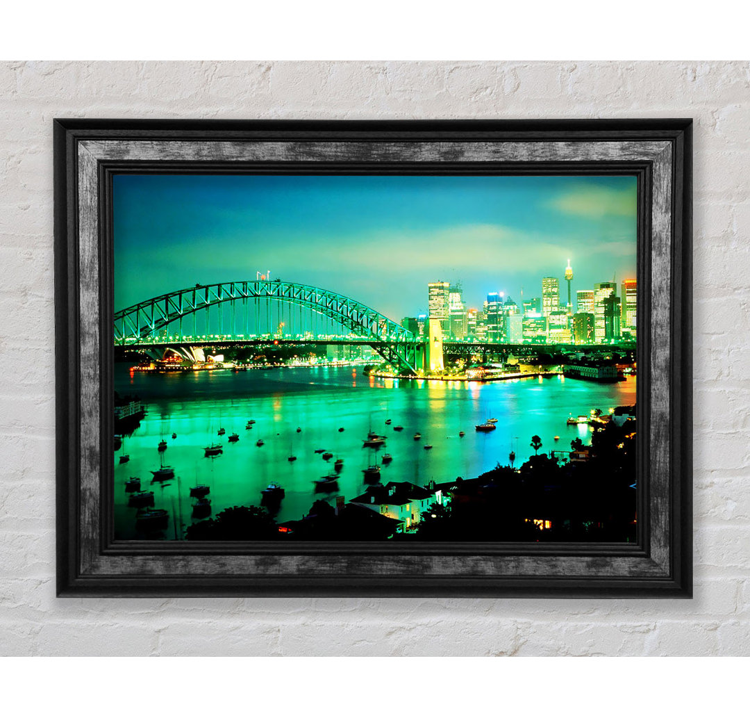 Sydney Harbour Bridge Green Glow - Einzelner Bilderrahmen Kunstdrucke