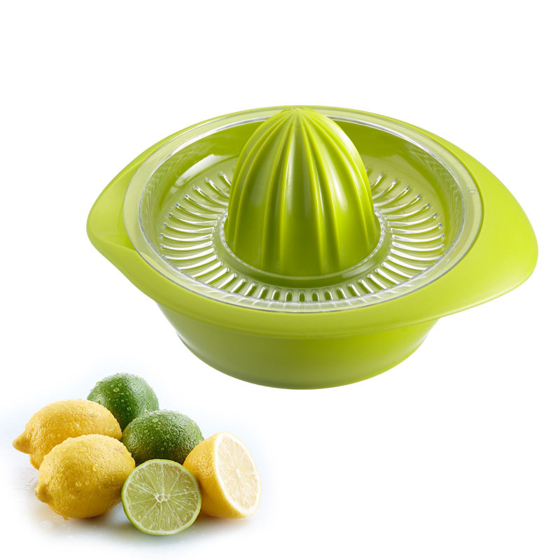Green Polypropylene Manual Citrus Juicer with Transparent Strainer