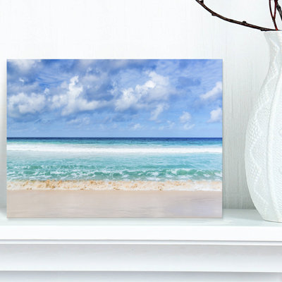Tranquil Beach under White Clouds - Sea & Shore Wall Decor