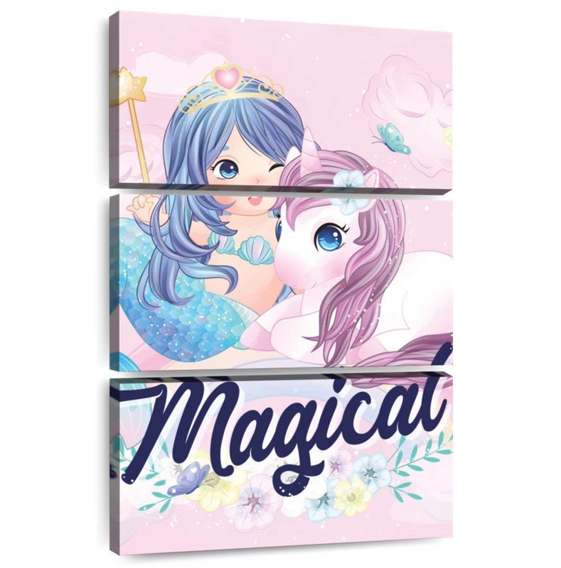 Ashelle sirène et licorne, H 50 po x l 32 po