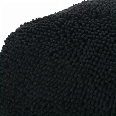 Repose-pieds pour salon / chambre à coucher, chenille en microfibre extra gris moelleux entièrement assemblée | Microfibre | Gris anthracite