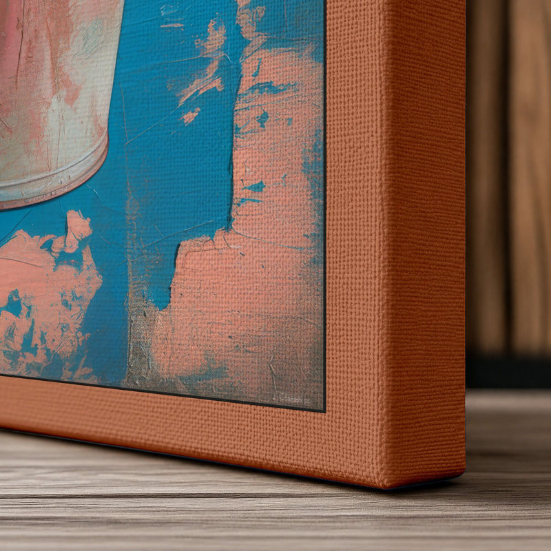 Weathered Bucket Rustic 1 Piece Wrapped Canvas Wall Art, 18x12 - 45.7 x 30.5 cm, Terracotta Border