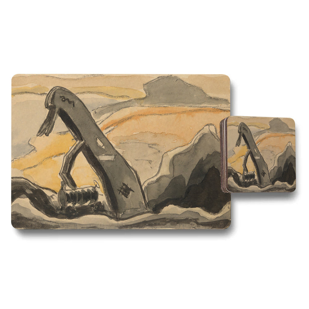 Desert Landscape Excavator Art Placemat And Coaster Set