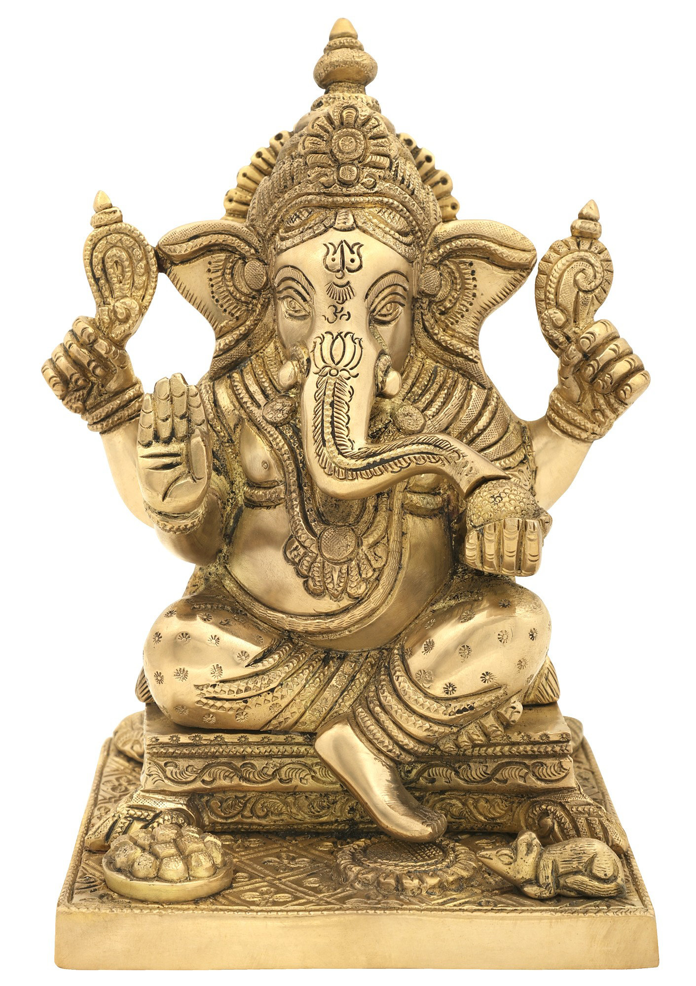 Modhak Animal Bungalow Rose Modak Eating Lord Ganesha Seated on A Pedestal Figurine ...