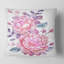 Carré, fleurs roses rétro avec feuilles bleues - coussin décoratif traditionnel imprimé-60157908