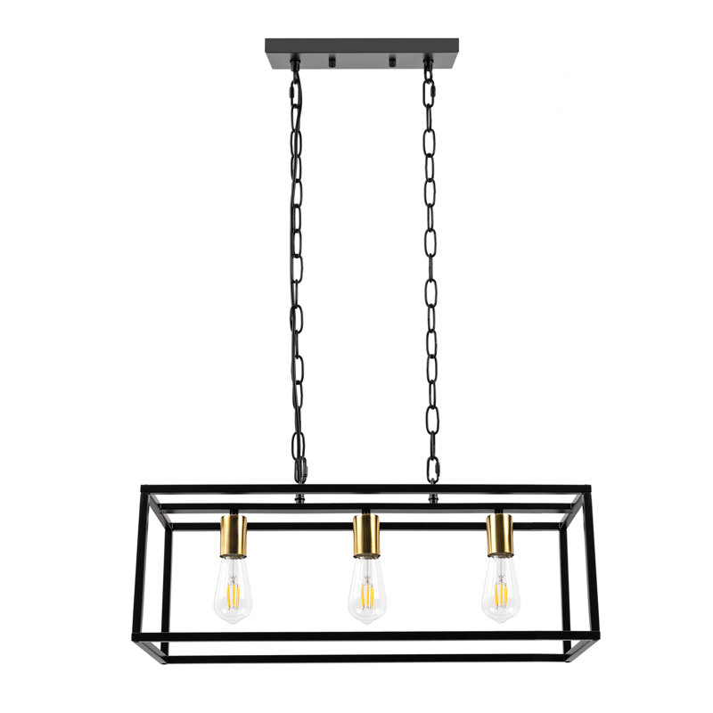 Lustre linéaire pour îlot de cuisine à 3 lumières à intensité variable Tawona