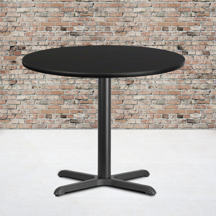 Round Laminate Dining Table Top with X-Shaped Base