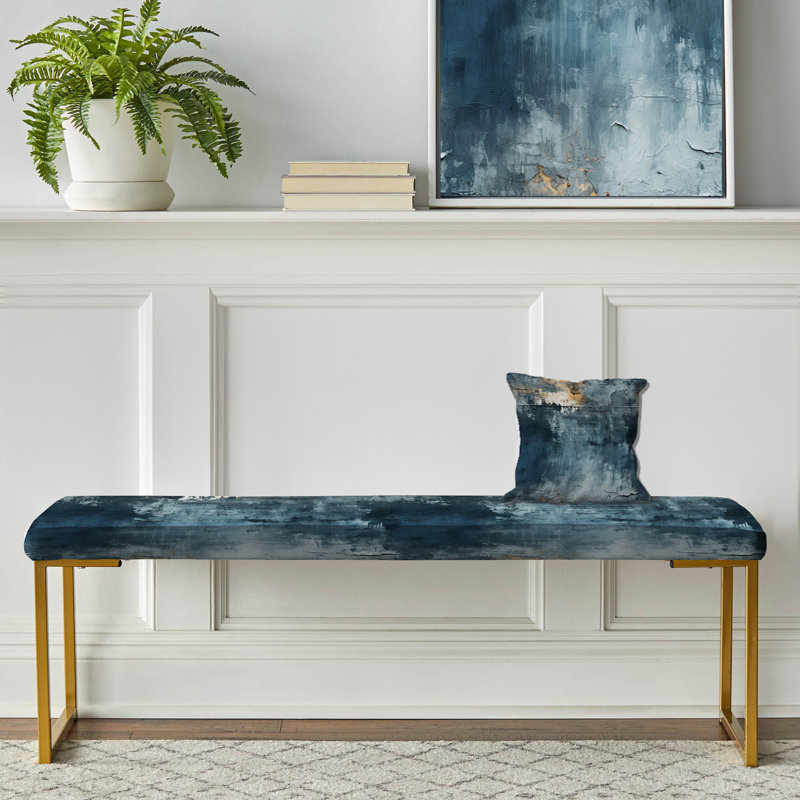 Stormy Horizon Moody Patterns - Abstract Upholstered Gold Bench