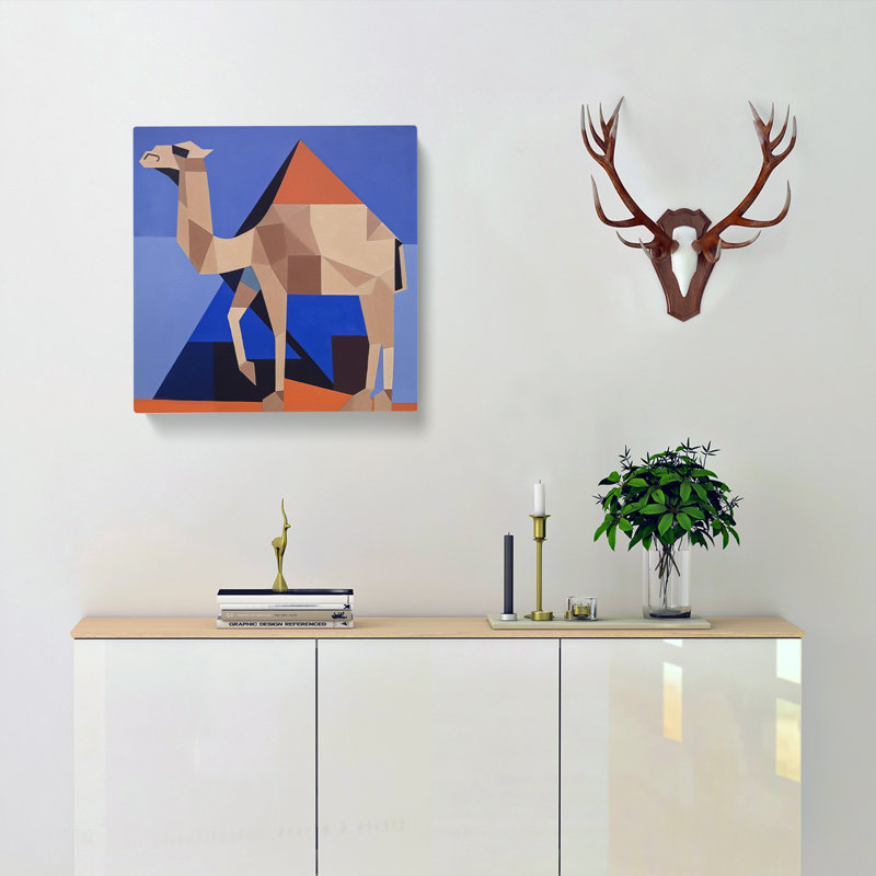 Camel Suprematism - Wrapped Canvas - Framed Print, 50cm H x 50cm W x 3cm D